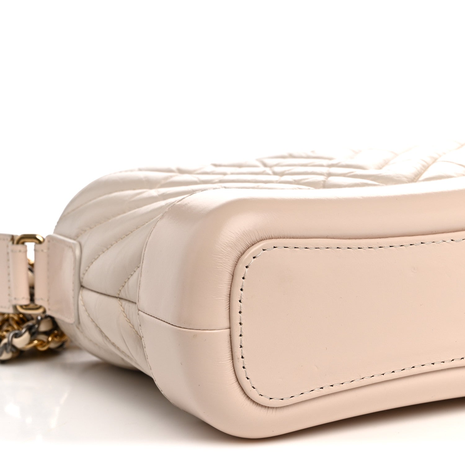 Chanel Aged Calfskin Chevron Quilted Small Gabrielle Hobo Ivory 9 of 12