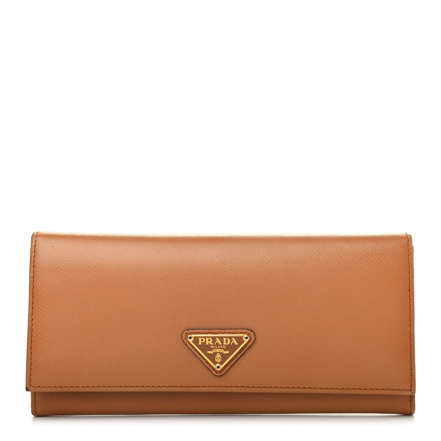Prada Saffiano Continental Flap Wallet Caramel 1 of 4