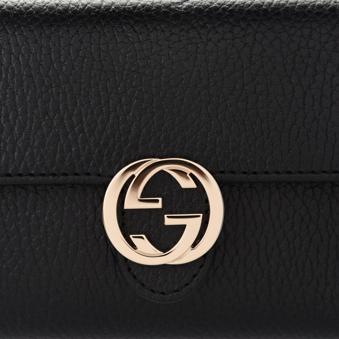 Dollar Calfskin Interlocking G Continental Wallet Black