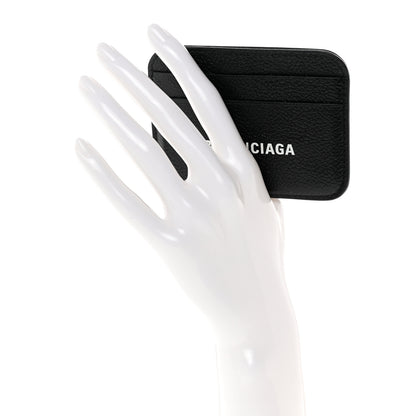 Balenciaga Grained Calfskin Logo Cash Rounded Card Holder Black White 2 of 9