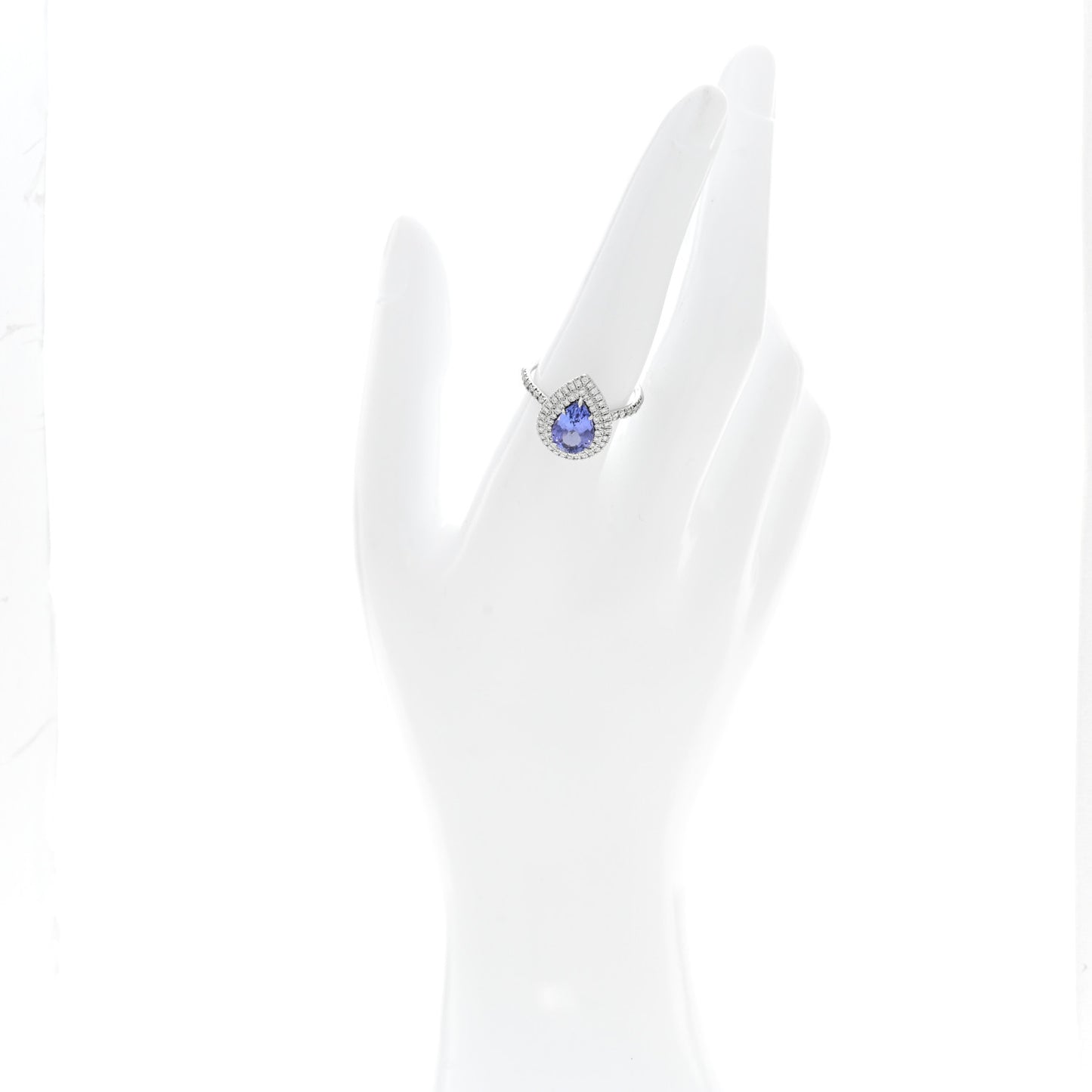 Platinum Diamond Tanzanite Soleste Pear Cut Ring 56 7.75