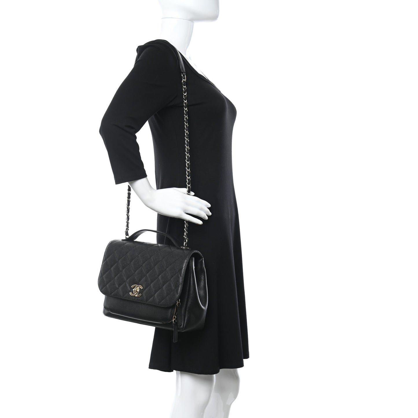 Caviar Quilted Large Business Affinity Flap Black