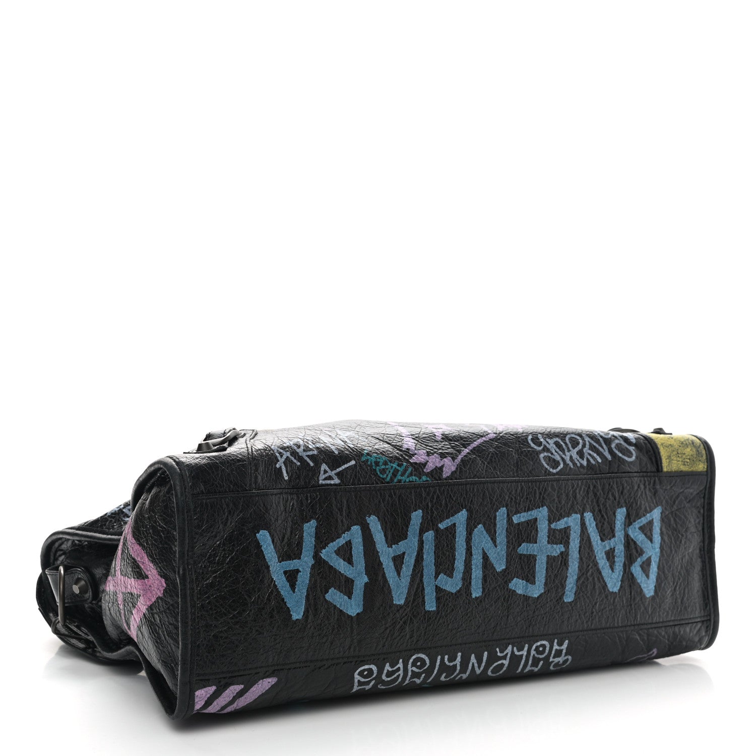 Balenciaga Agneau Graffiti All Over Classic Hardware City Black Multicolor 4 of 10
