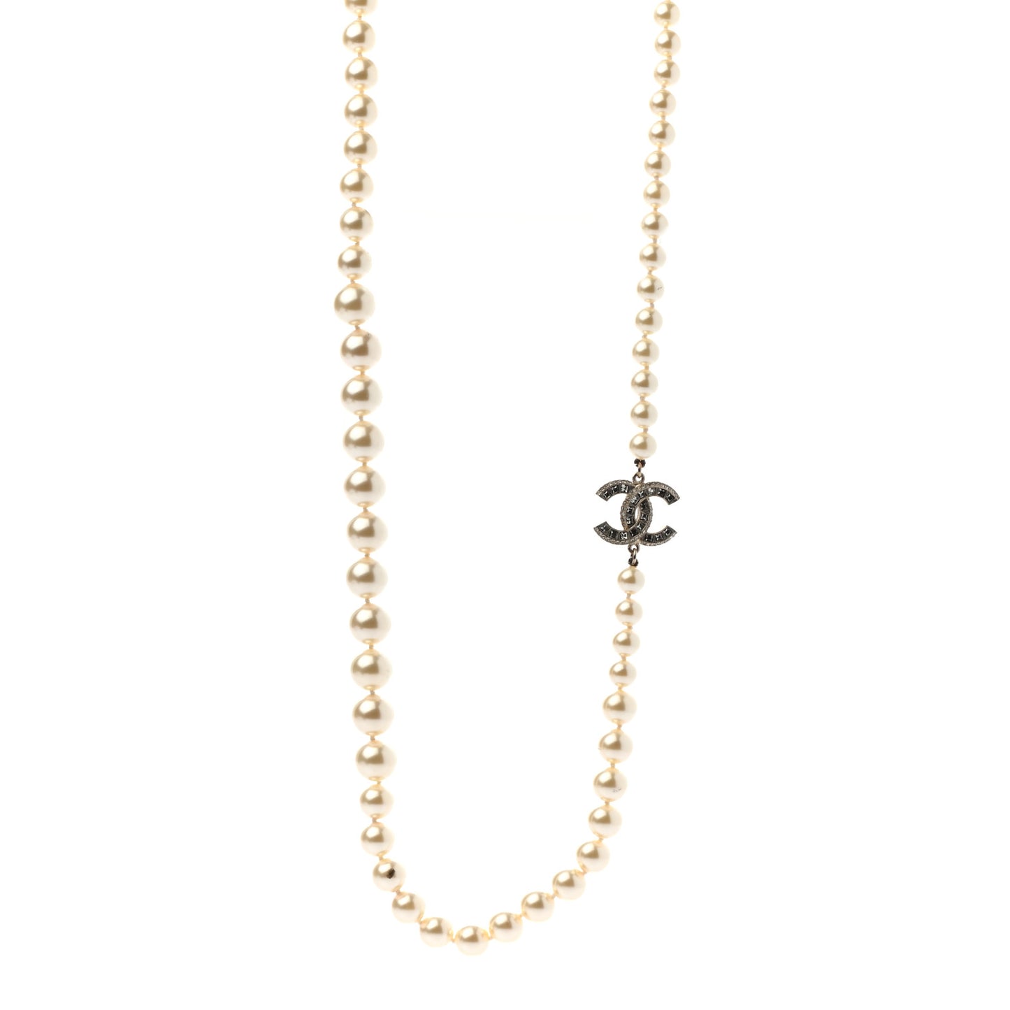Pearl CC Long Necklace Light Gold