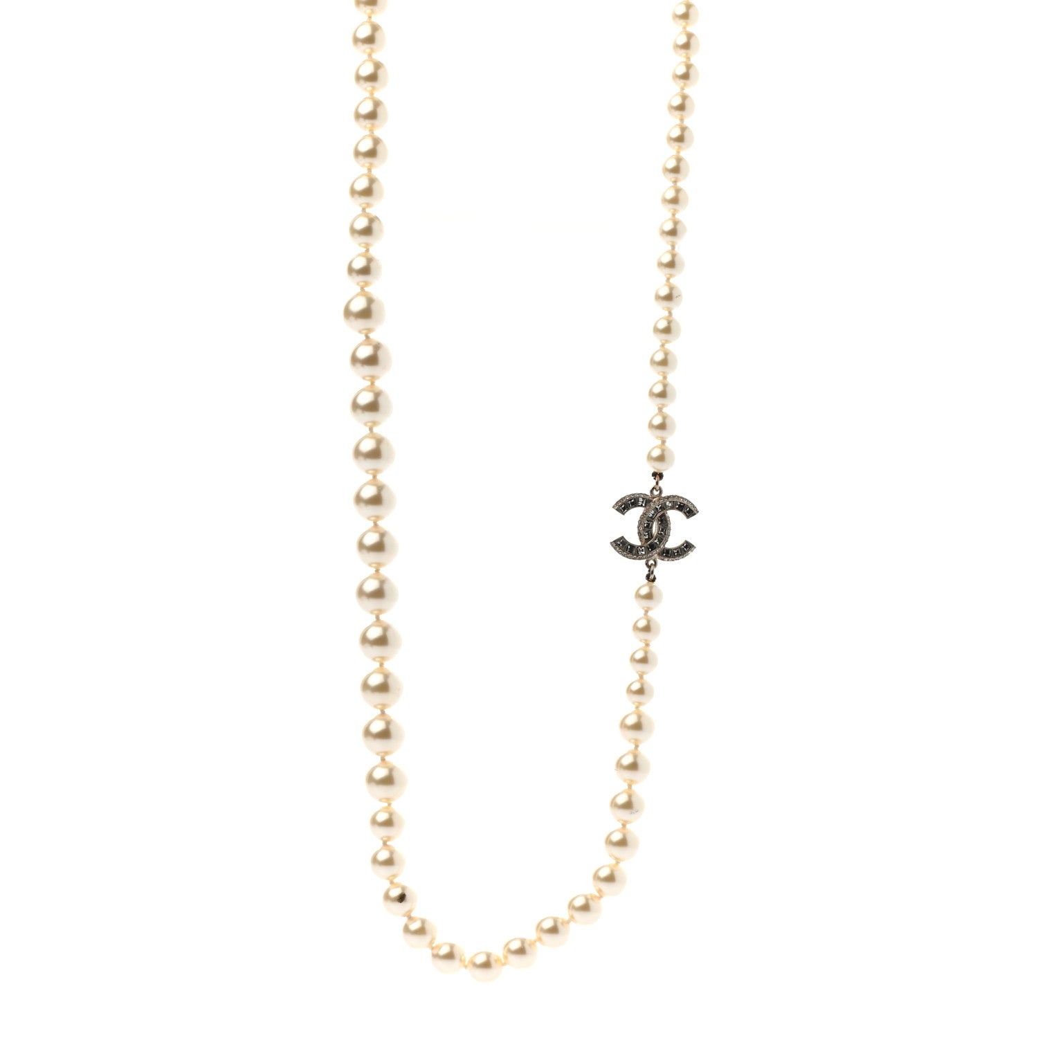 Chanel Pearl CC Long Necklace Light Gold 1 of 5