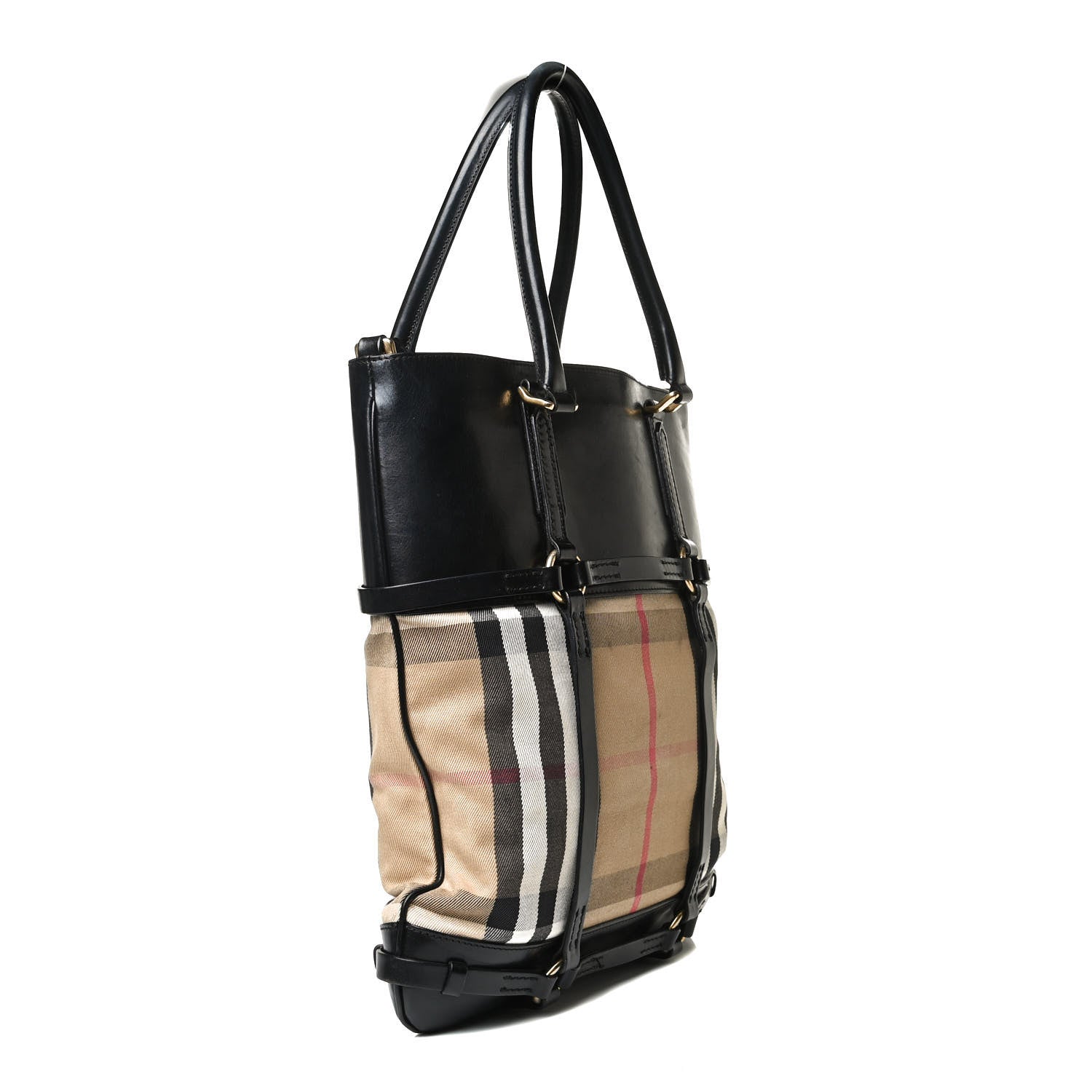 Burberry House Check Bridle Calfskin Tote Black 3 of 24