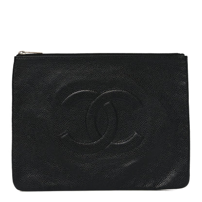 Chanel Caviar Timeless CC Cosmetic Pouch Clutch Black 1 of 8