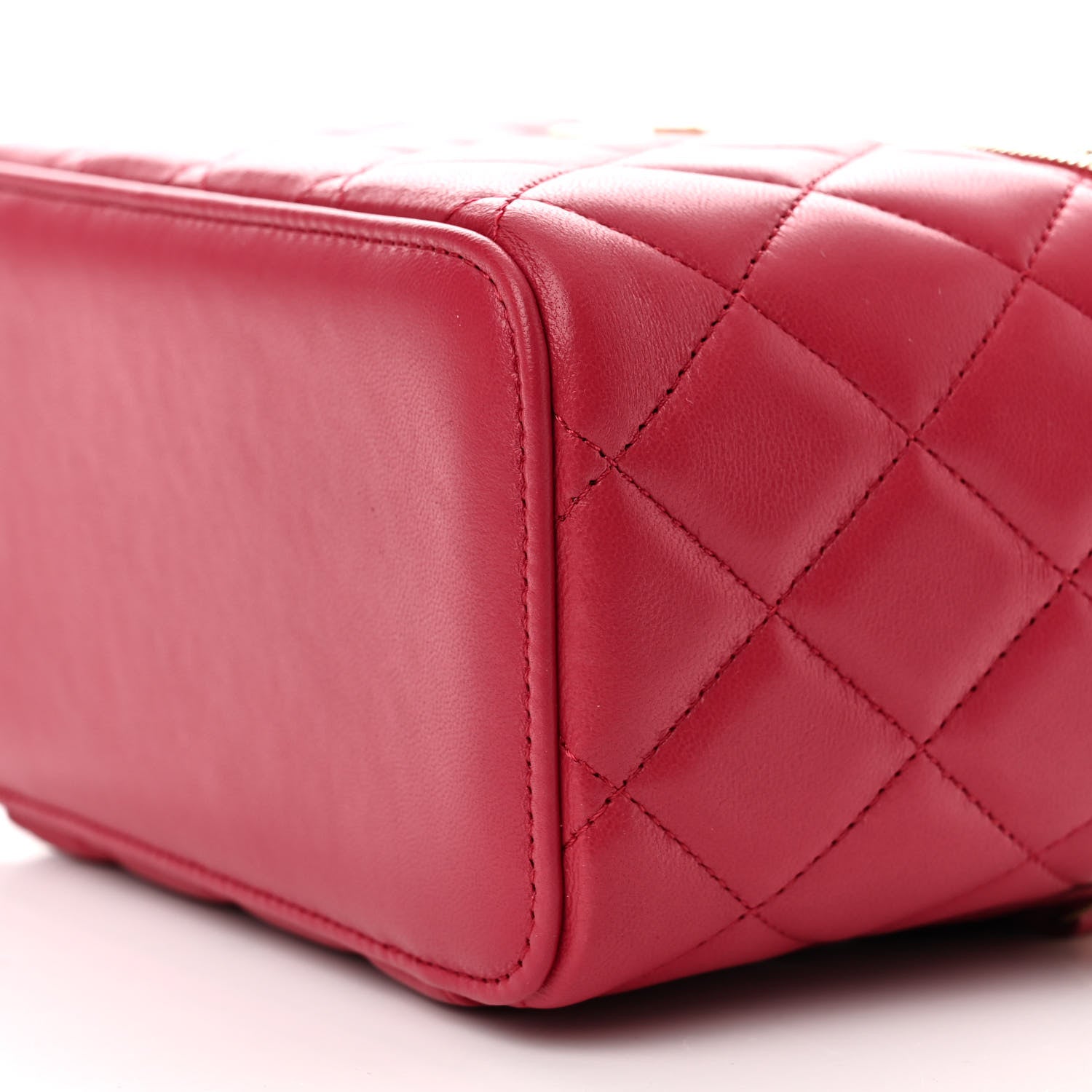 Chanel Lambskin Quilted Small Top Handle Vanity Case With Chain Dark Pink 10 of 11
