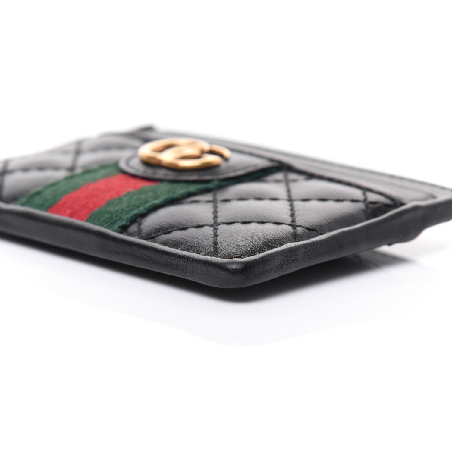 Gucci Calfskin Web Trapuntata Ophidia Card Holder Black 8 of 16