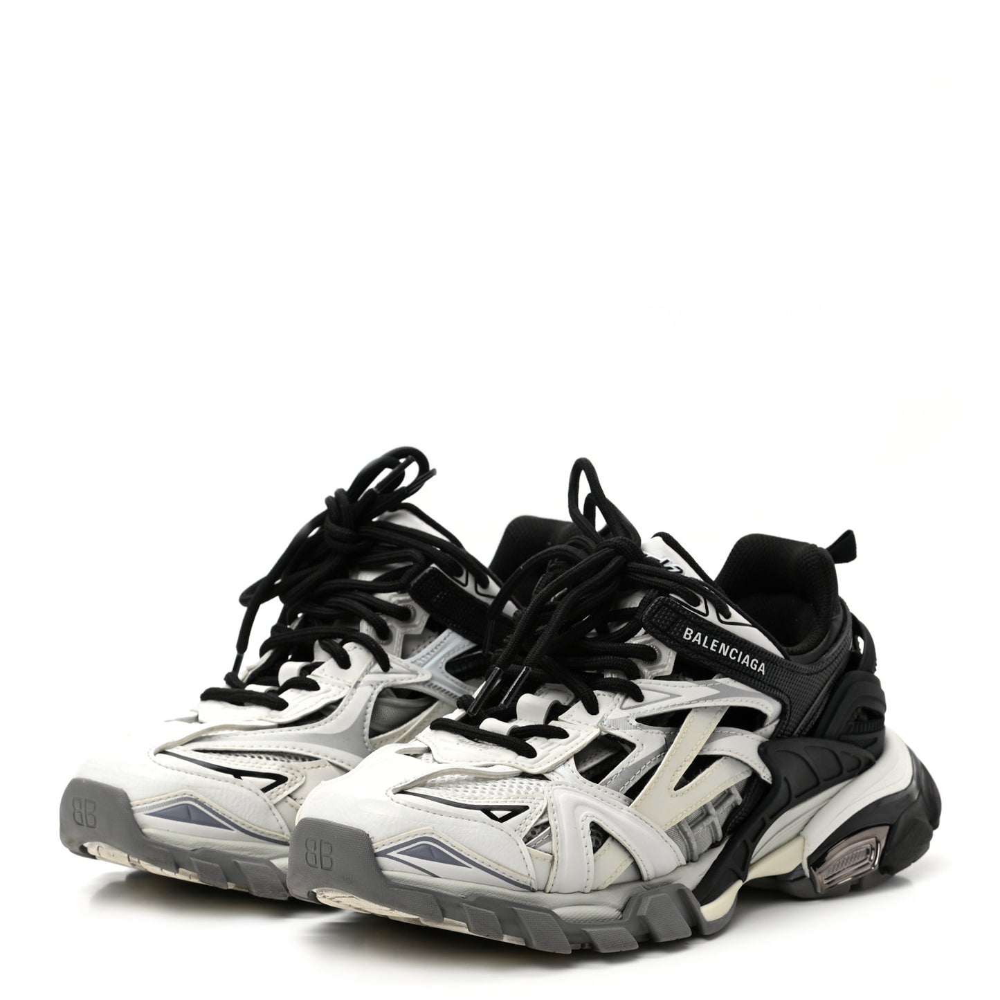 Rubber Mesh Bi-Color Womens Track.2 Open Sneakers 38 Black White