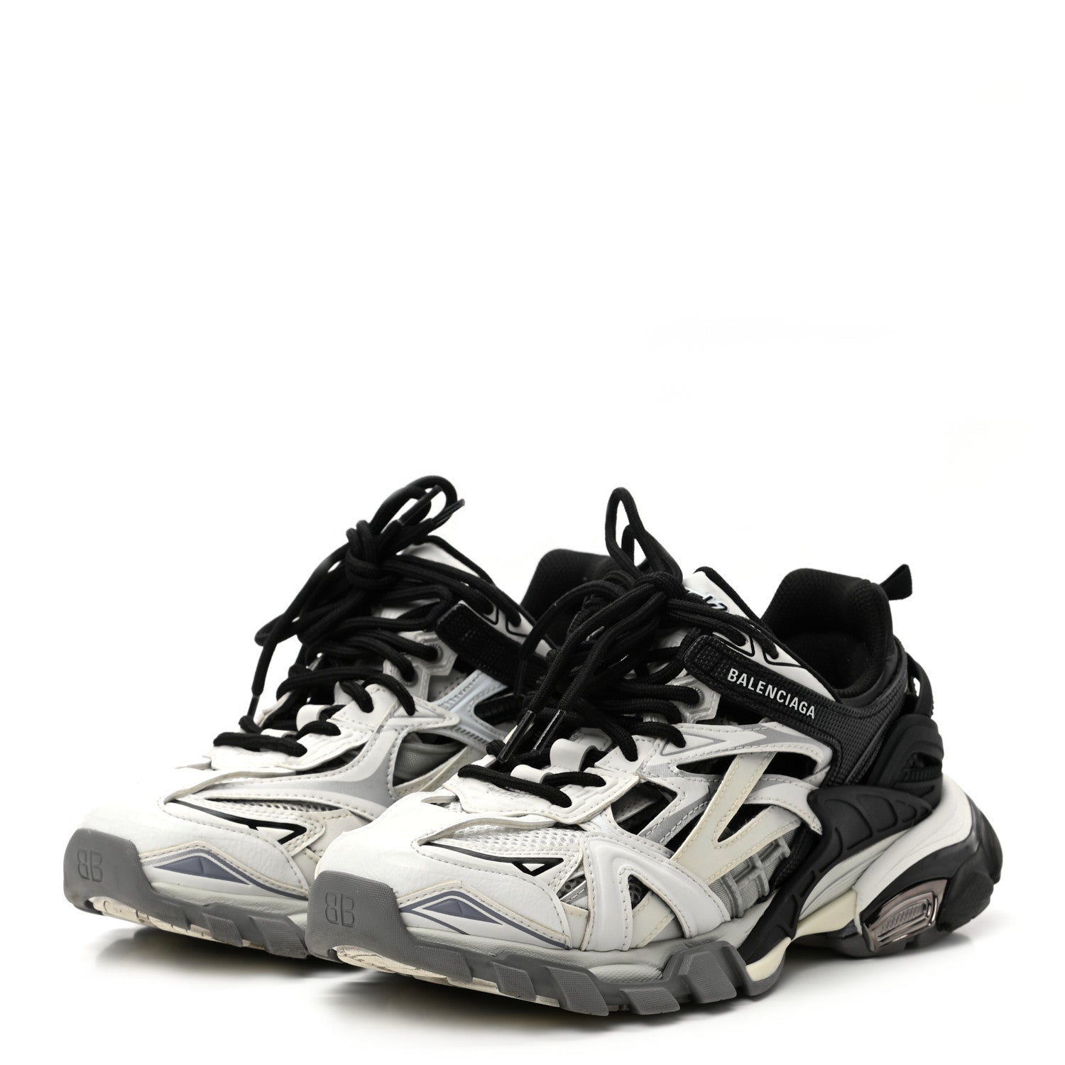 Balenciaga Rubber Mesh Bi-Color Womens Track.2 Open Sneakers 38 Black White 3 of 8