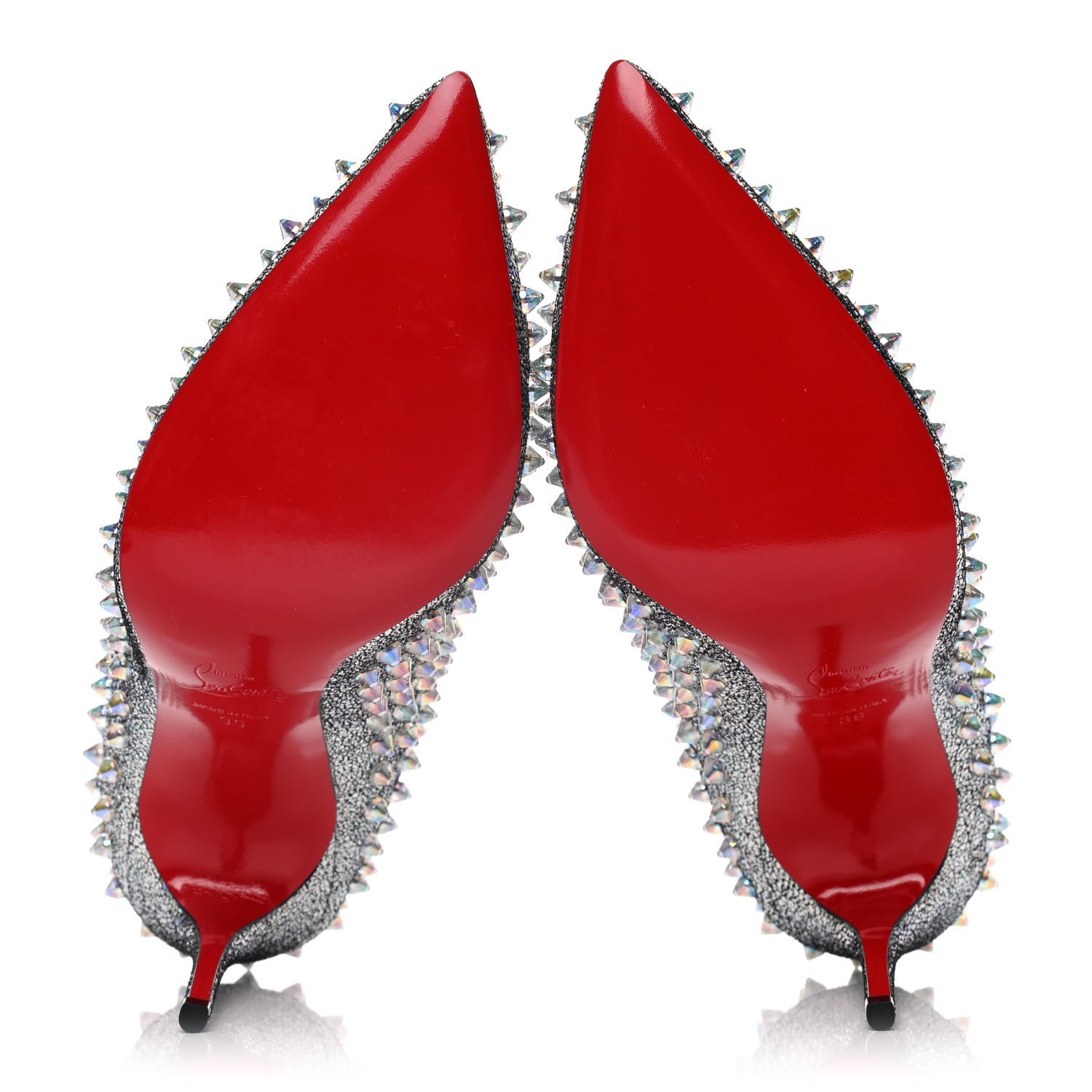 Christian Louboutin Nappa Mica Follies Spikes 100 Pumps 39 Silver 5 of 9