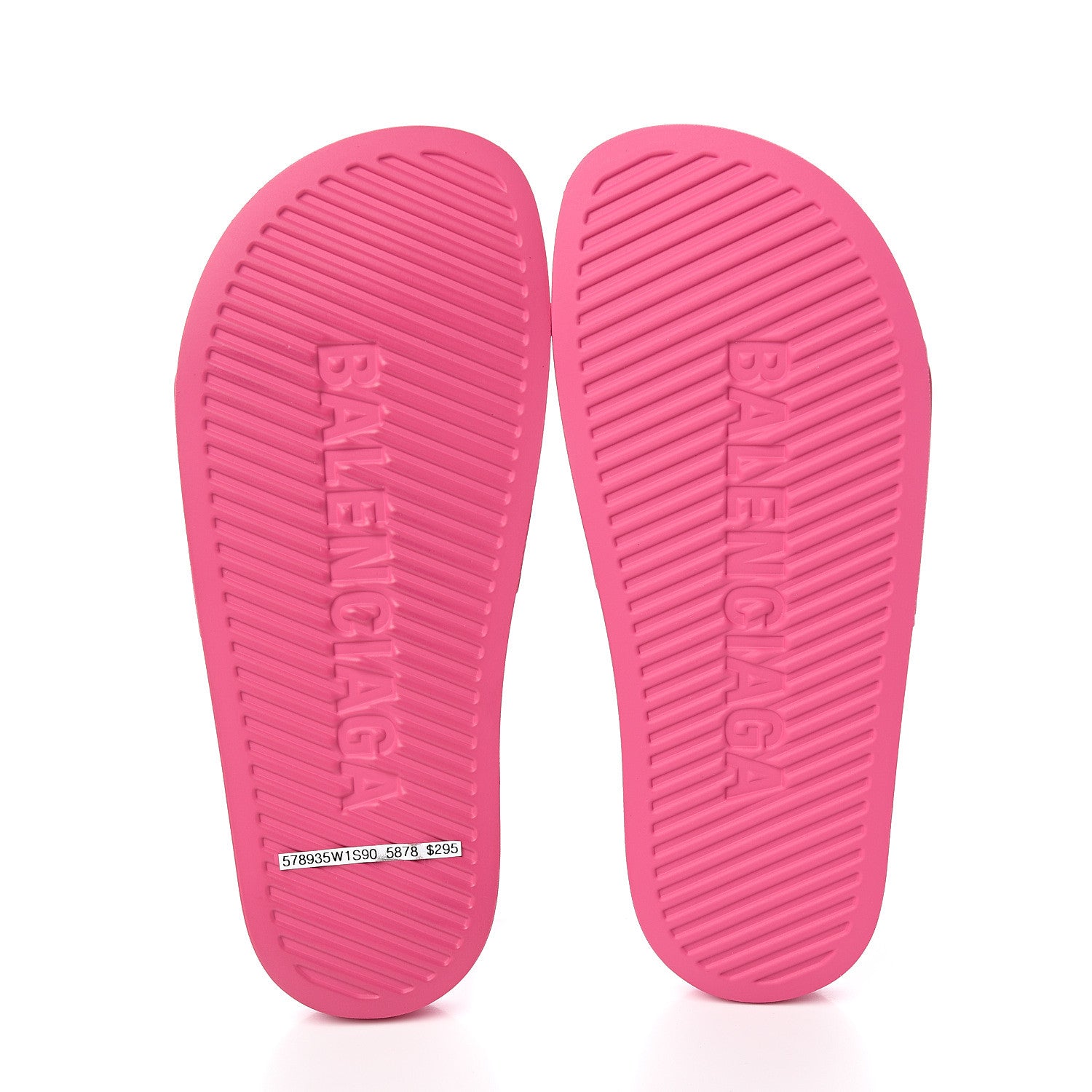Balenciaga Rubber Allover Logo Womens Pool Slide Sandals 37 Pink Black 5 of 8