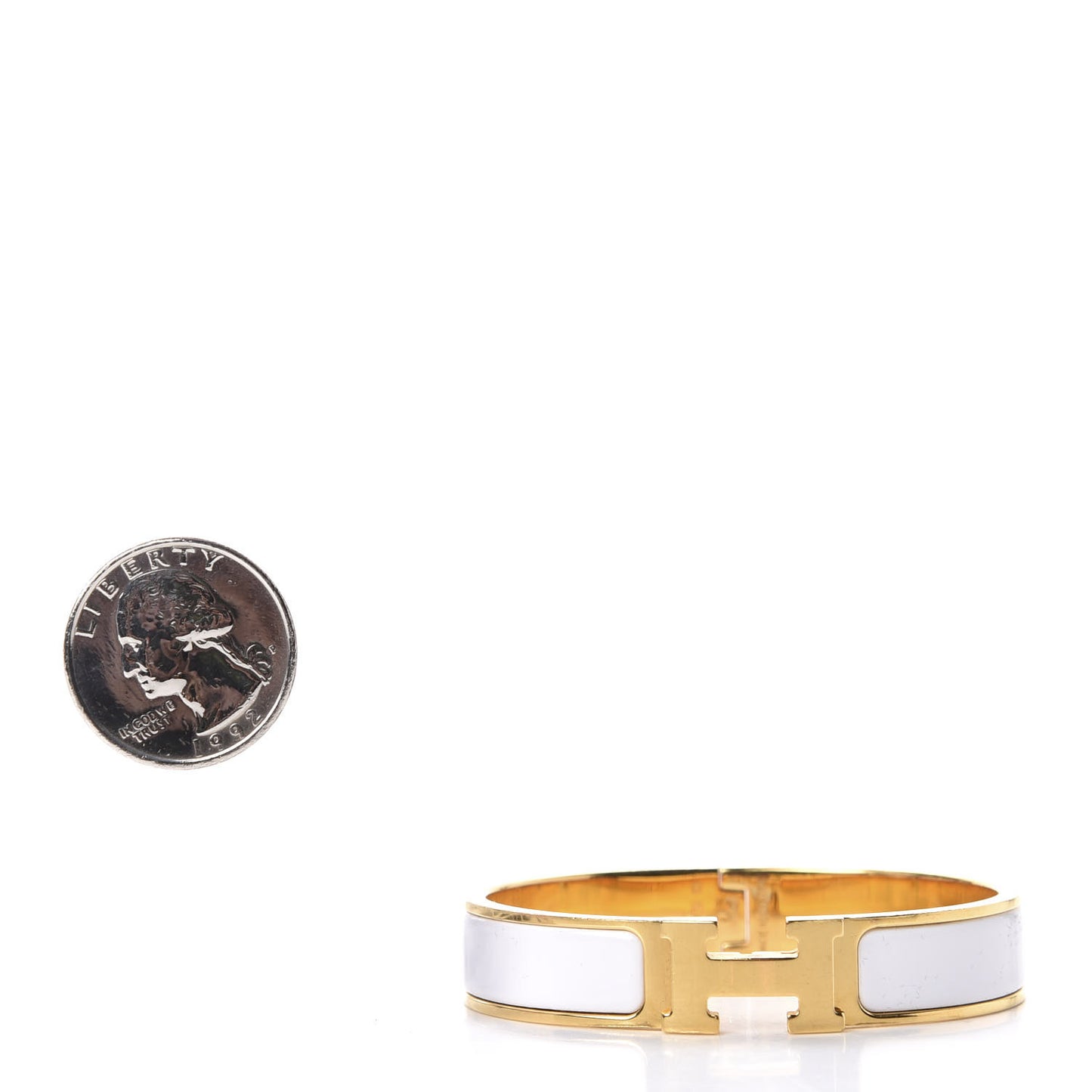 Enamel Narrow Clic Clac H Bracelet PM White