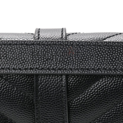 Saint Laurent Grain De Poudre Matelasse Chevron Medium Monogram Satchel Black 10 of 11