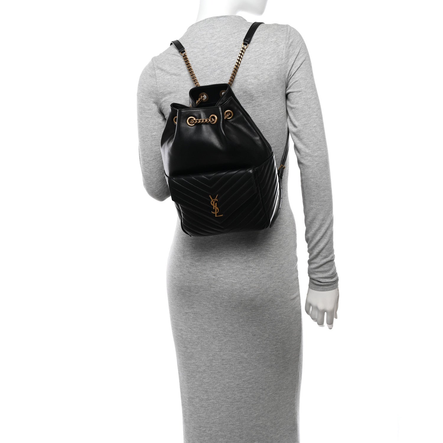 Saint Laurent Lambskin Matelasse Monogram Joe Backpack Black 2 of 11