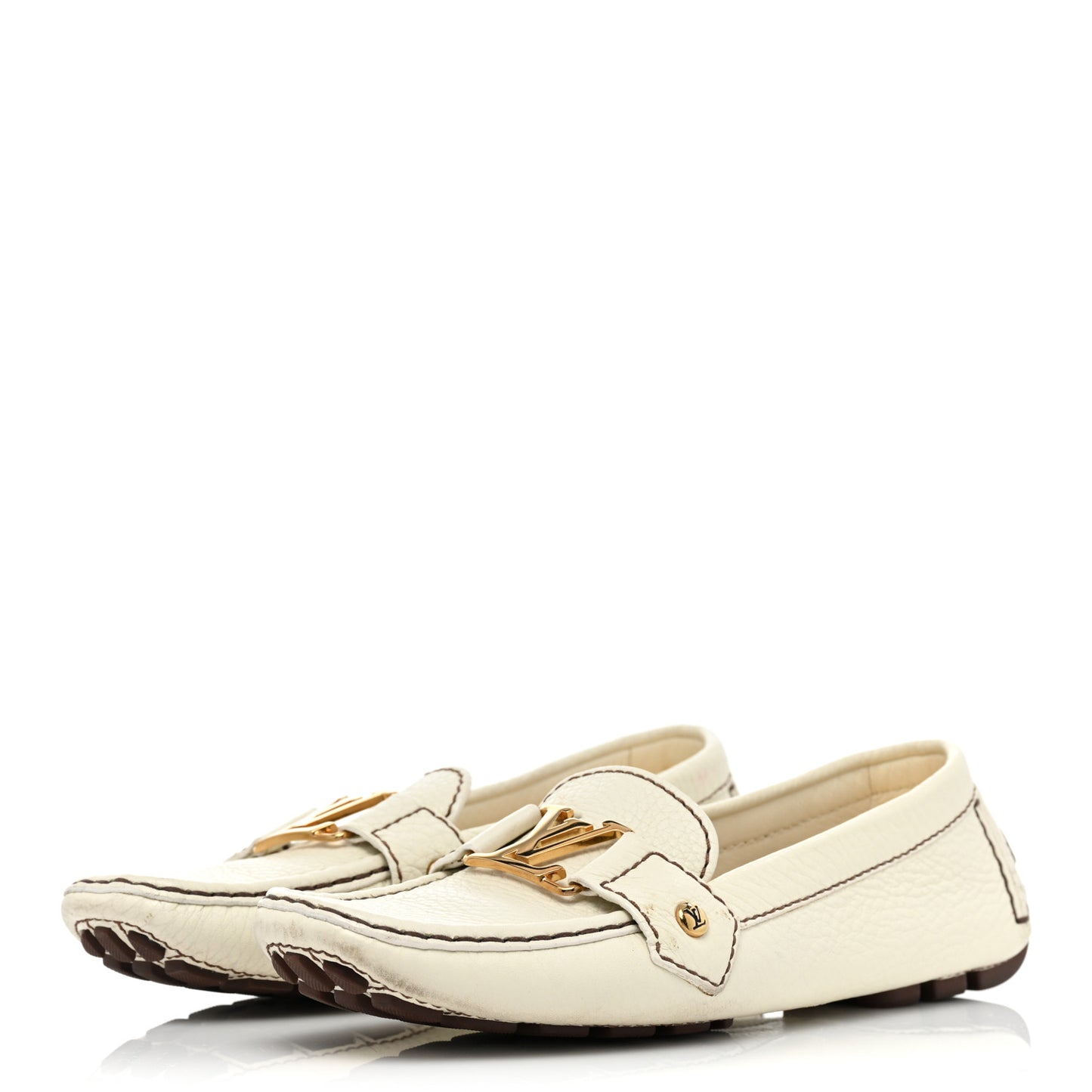 Calfskin Mens Monte Carlo Car Shoe Moccasin Loafers 36.5 White