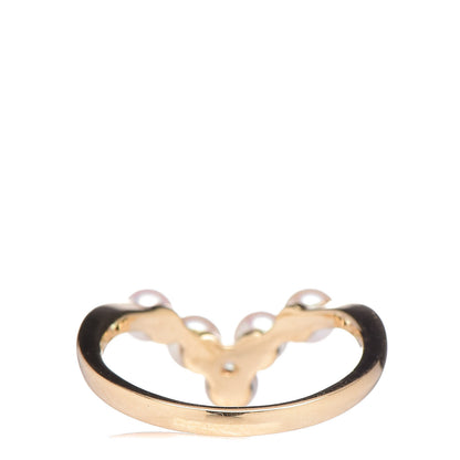 Mikimoto 18K Yellow Gold Akoya Pearl V Ring 50 5.25 3 of 4