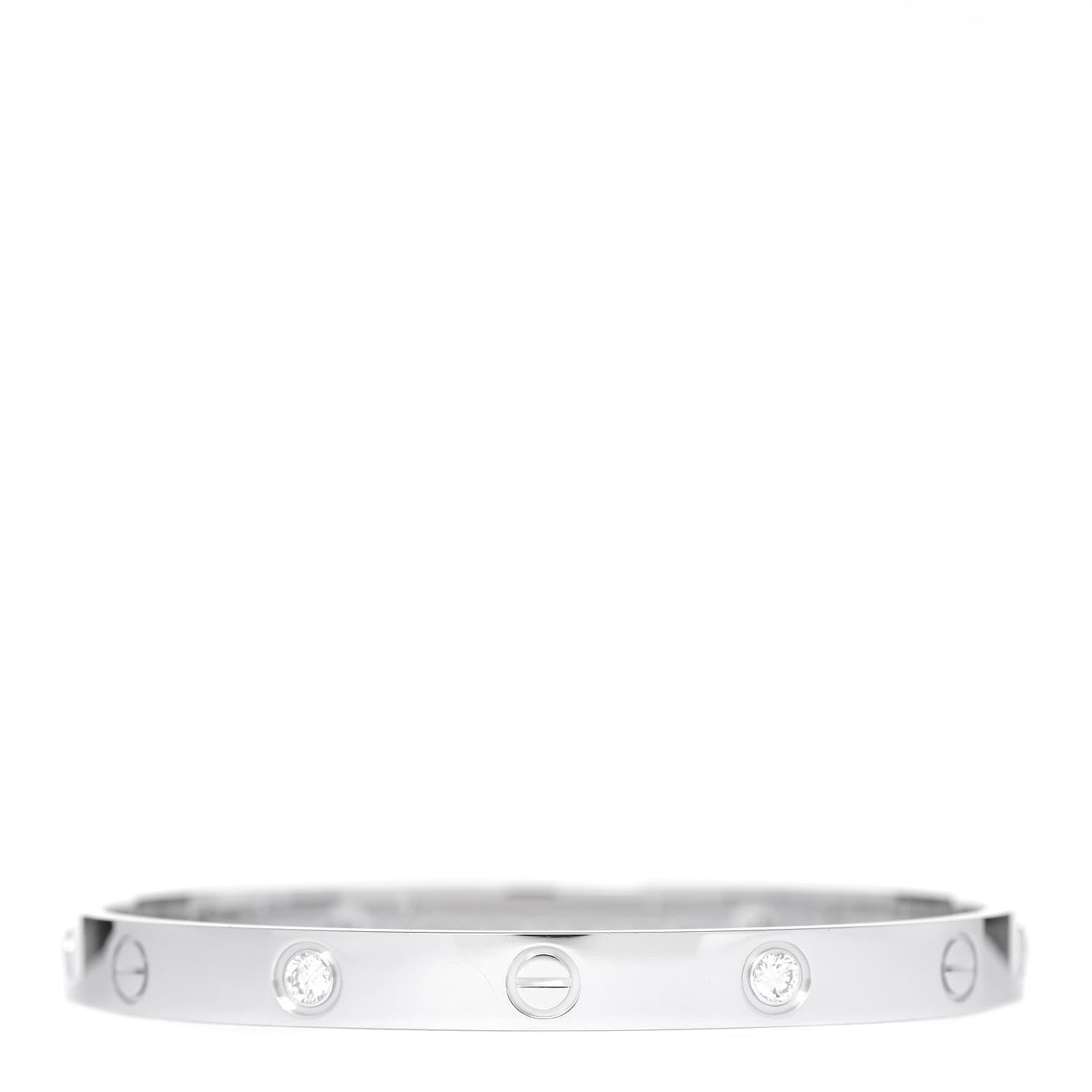 Cartier 18K White Gold 4 Diamond LOVE Bracelet 17 1 of 9