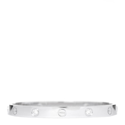 Cartier 18K White Gold 4 Diamond LOVE Bracelet 17 1 of 9