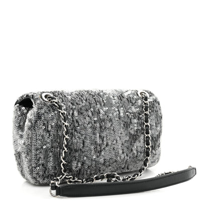 Chanel Sequin Small Single Flap Silver 3 of 9