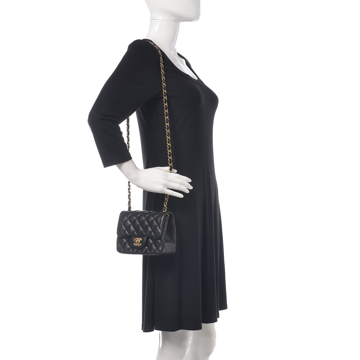 Chanel Lambskin Quilted Mini Square Flap Black 2 of 10
