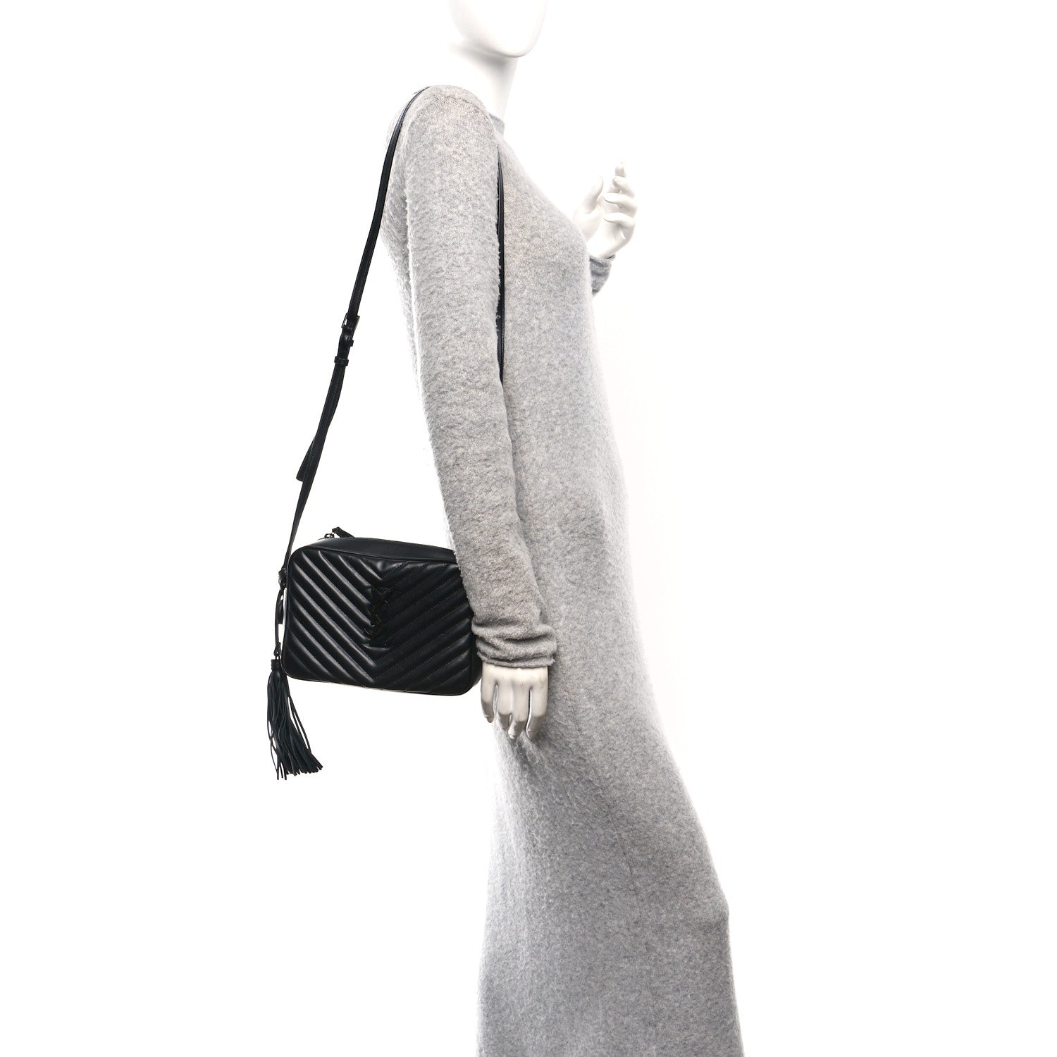 Saint Laurent Calfskin Matelasse Monogram Monochrome Lou Camera Bag Black 3 of 11