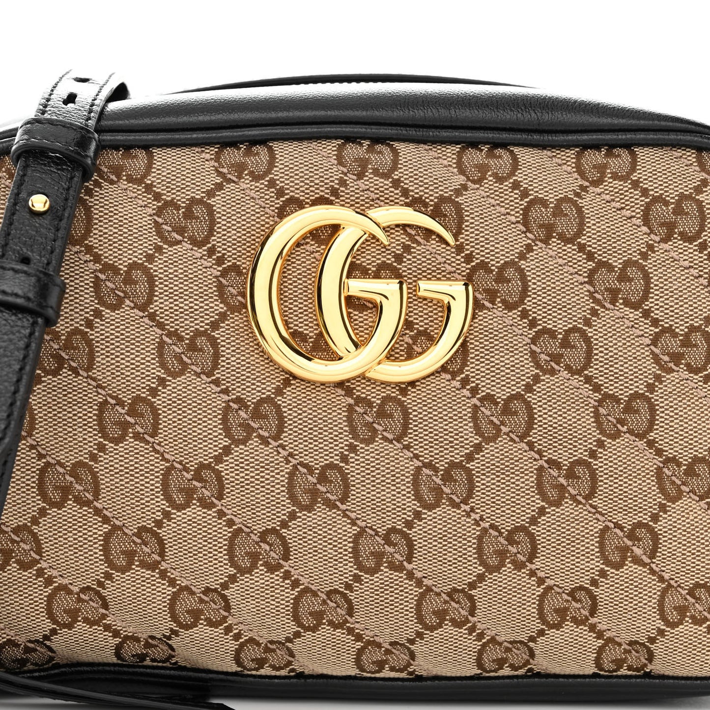 Monogram Matelasse Diagonal Small GG Marmont Chain Shoulder Bag Beige Black