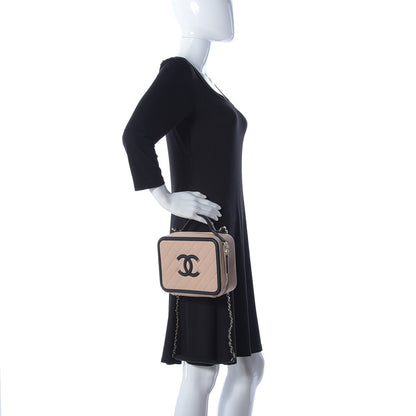 Chanel Caviar Quilted Medium CC Filigree Vanity Case Beige Black 3 of 28