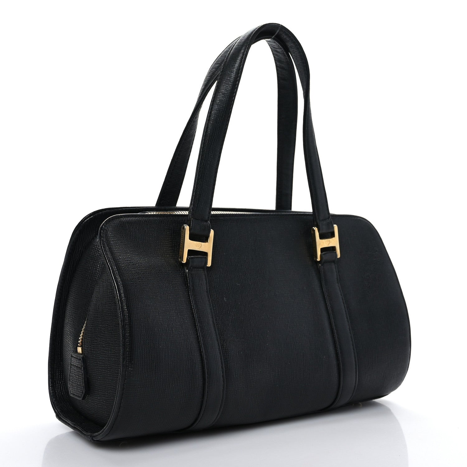 MCM Calfskin Studded Barrel Bag Black 3 of 8