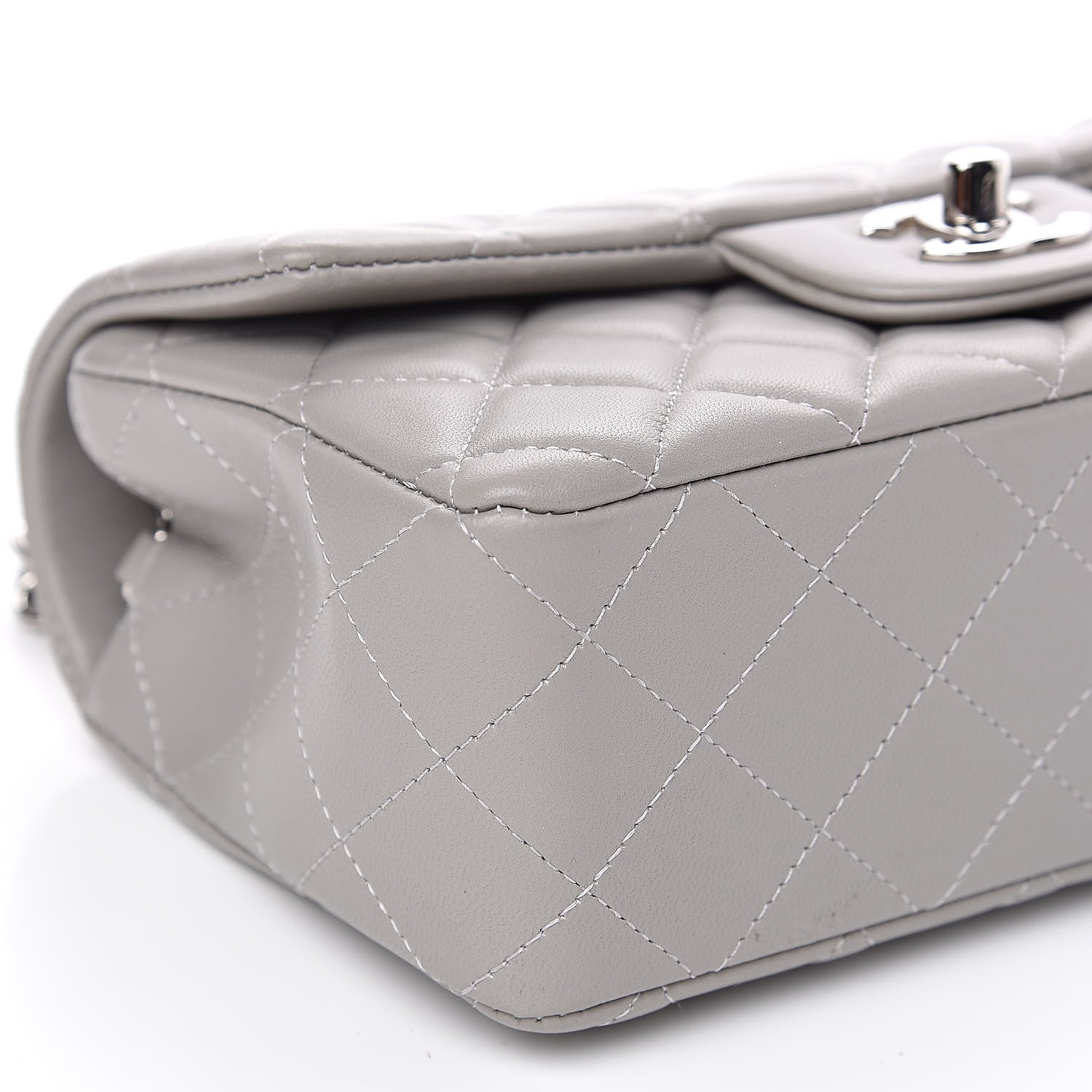 Chanel Lambskin Quilted Mini Rectangular Flap Grey 8 of 10