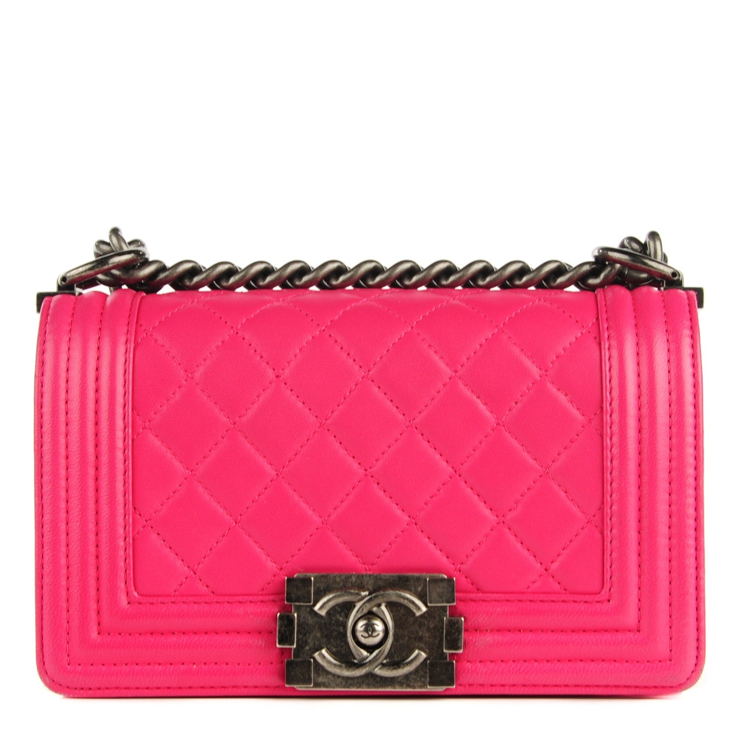 Chanel Lambskin Quilted Small Boy Flap Dark Pink 1 of 7