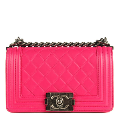 Chanel Lambskin Quilted Small Boy Flap Dark Pink 1 of 7