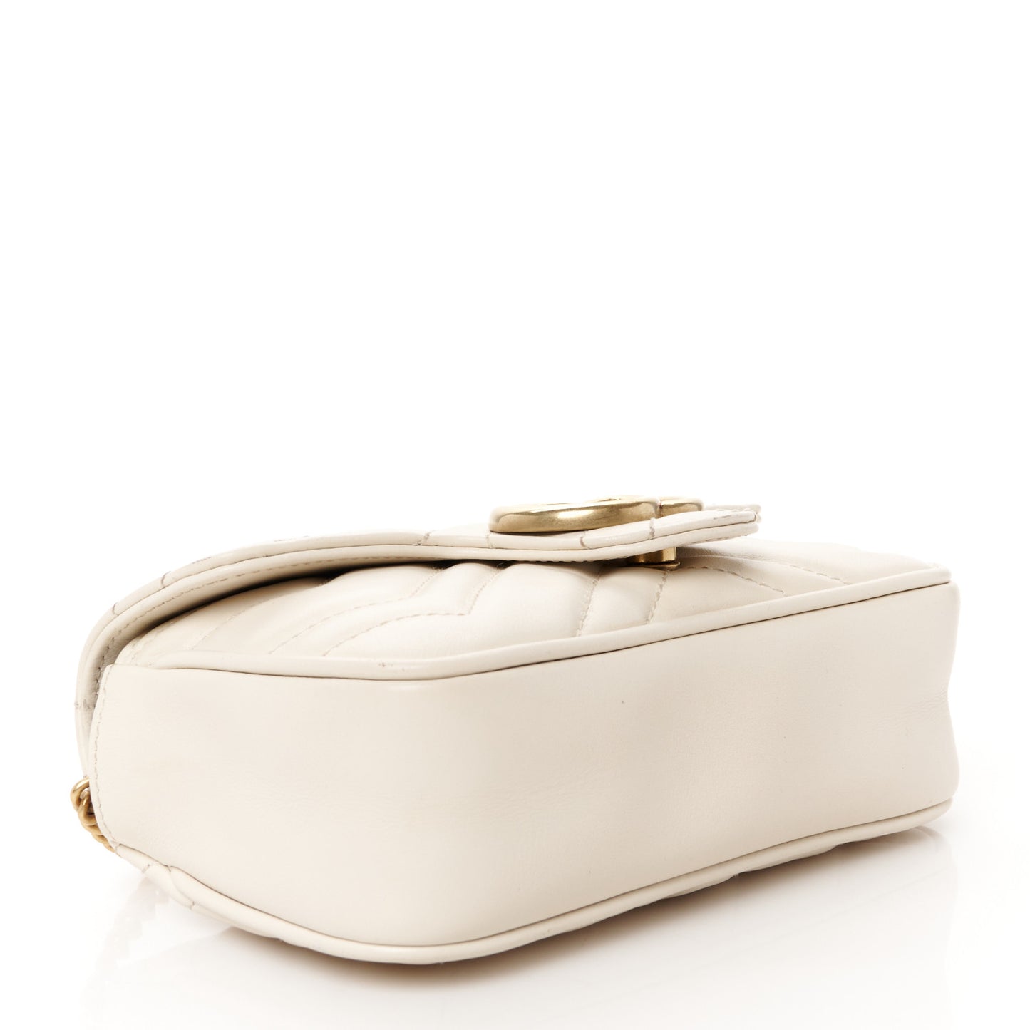 Calfskin Matelasse Super Mini GG Marmont Shoulder Bag White