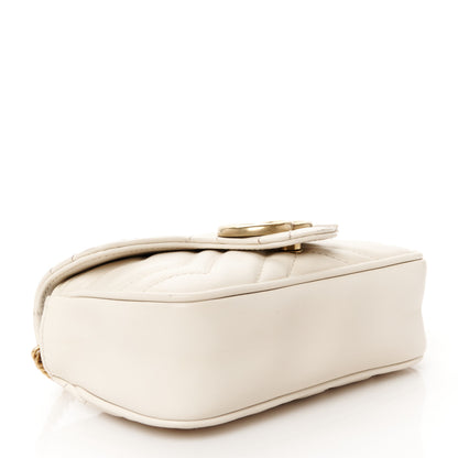 Gucci Calfskin Matelasse Super Mini GG Marmont Shoulder Bag White 4 of 12