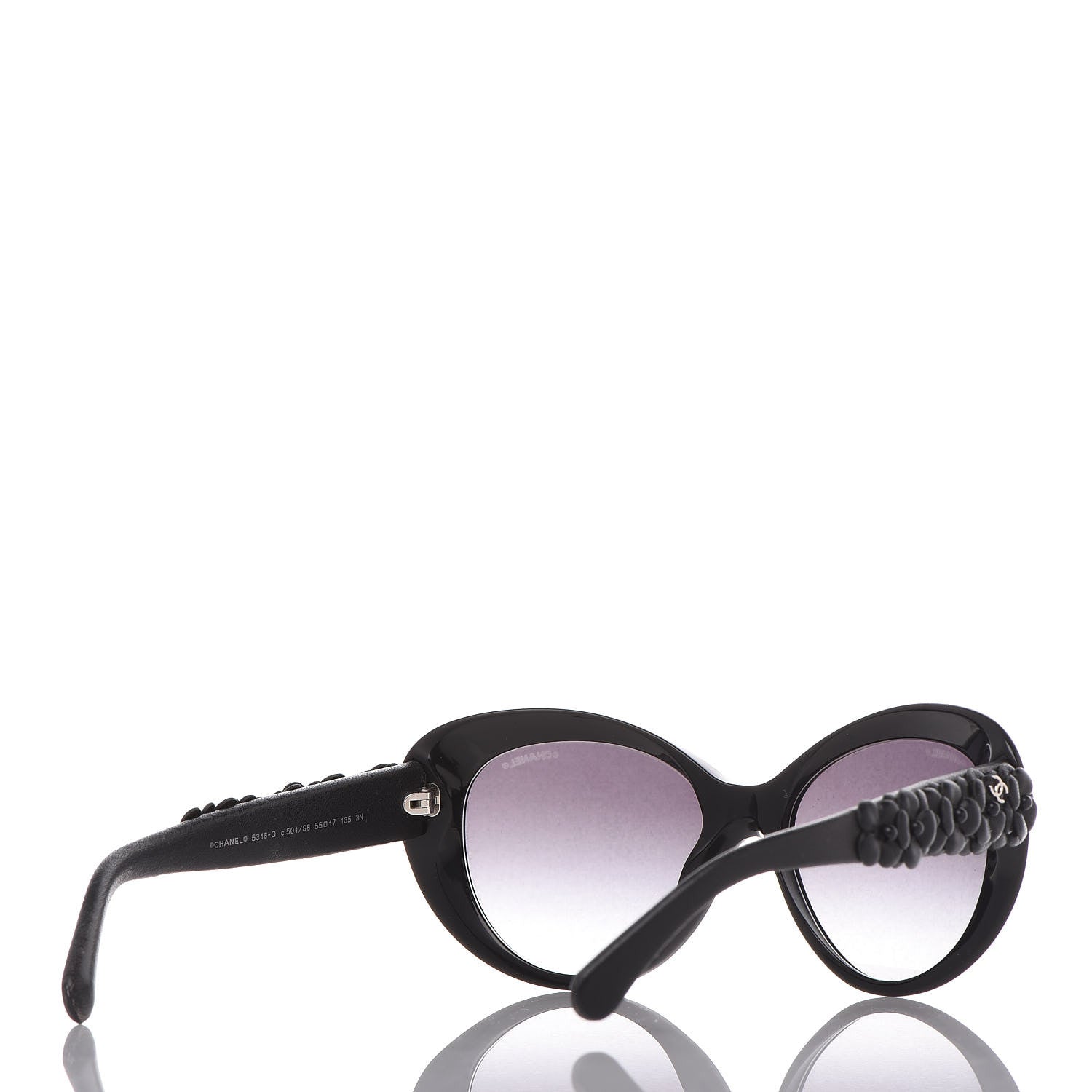 Chanel Lambskin Camellia CC 5318-Q Sunglasses Black 4 of 7