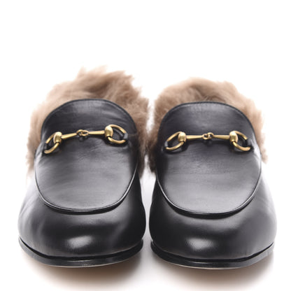 Gucci Malaga Kid Fur Womens Jordaan Loafers 41 Black Natural 2 of 8