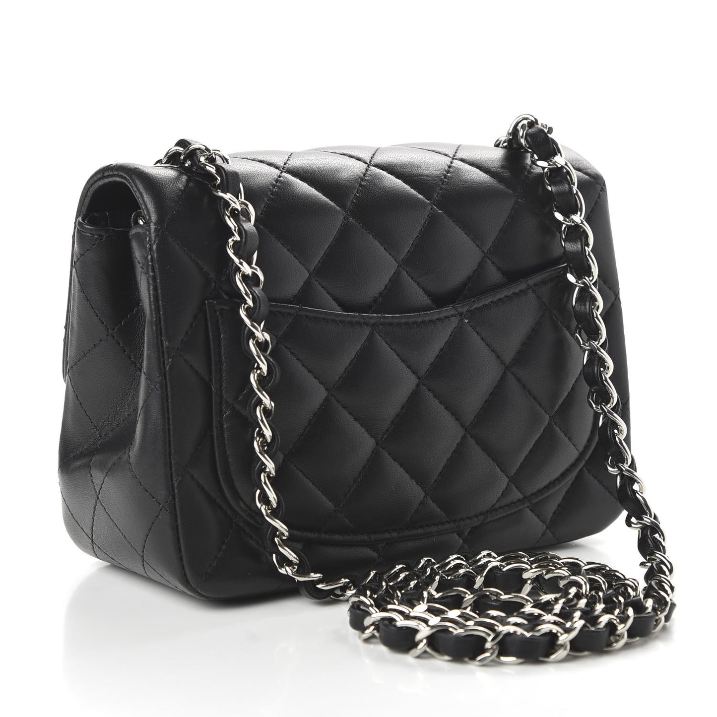 Lambskin Quilted Mini Square Flap Black