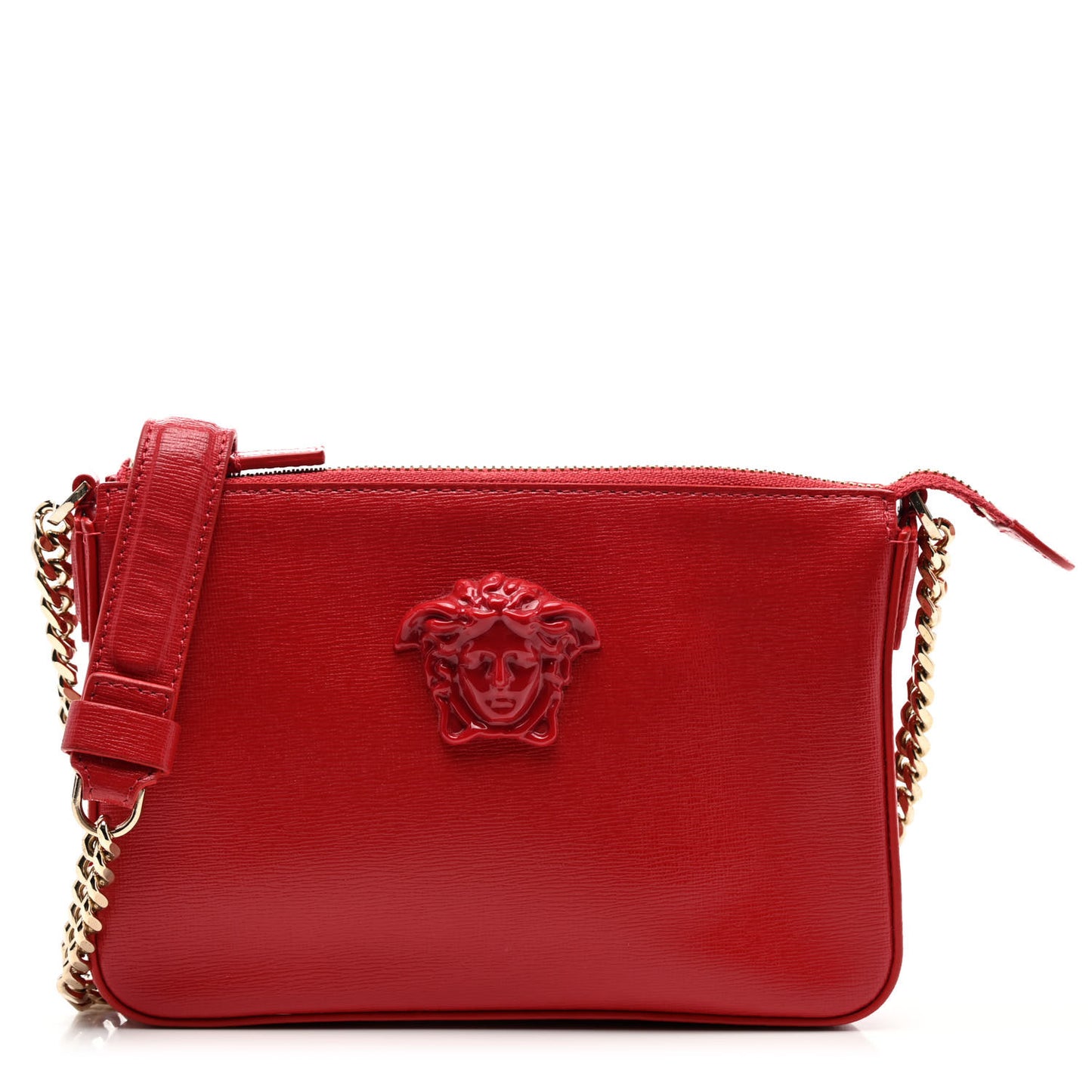 Saffiano Calfskin Palazzo Chain Crossbody Red