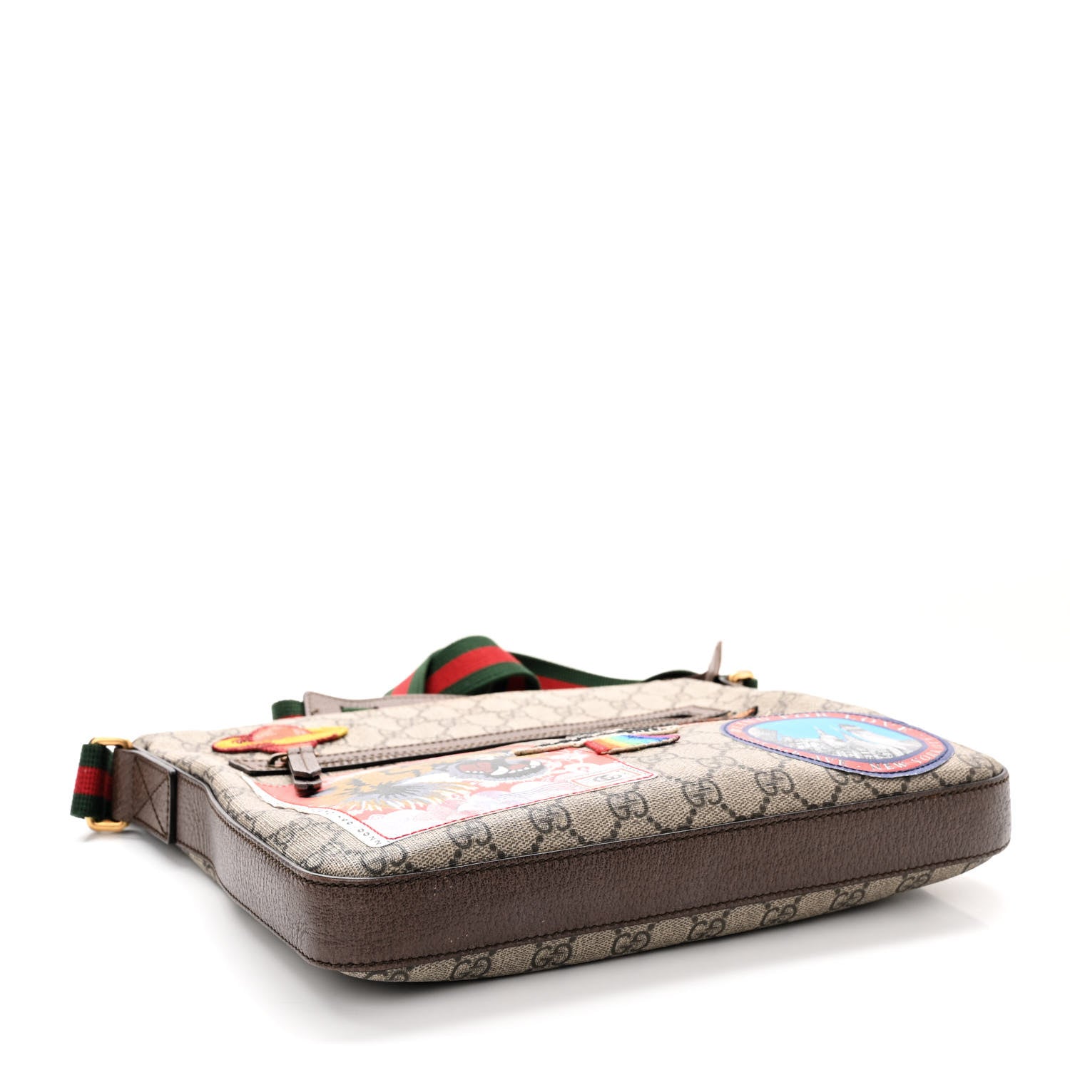 Gucci Soft GG Supreme Monogram Courrier Web Medium Flat Messenger Bag Beige New Acero Multicolor 4 of 15