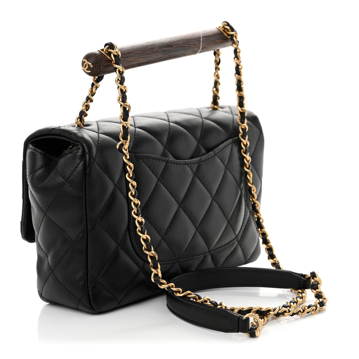 Chanel Lambskin Quilted Small Wenge Wood Flap Black 3 of 11