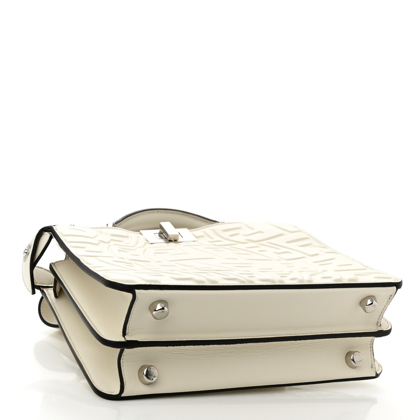 X SARAH COLEMAN Nappa FF Fish Eye Embossed Mini Peekaboo I SEE U Satchel White Ice