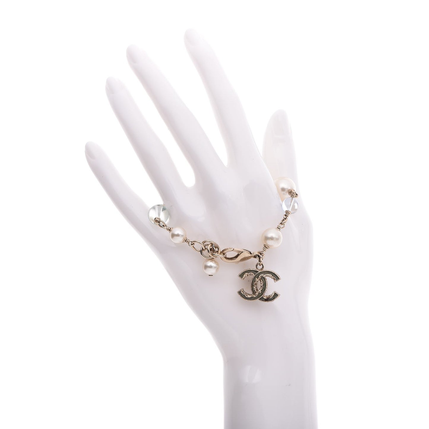Pearl Beaded CC Bracelet Gold