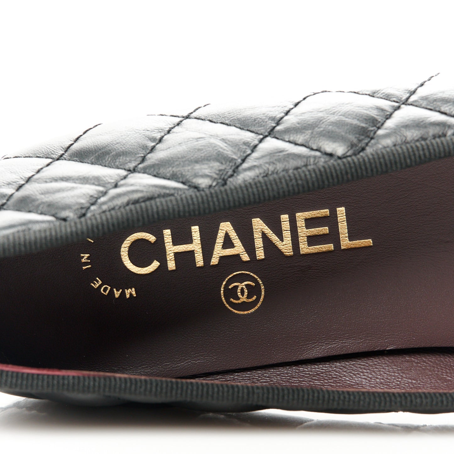 Aged Calfskin Quilted CC Cap Toe Ballerina Flats 37 Black