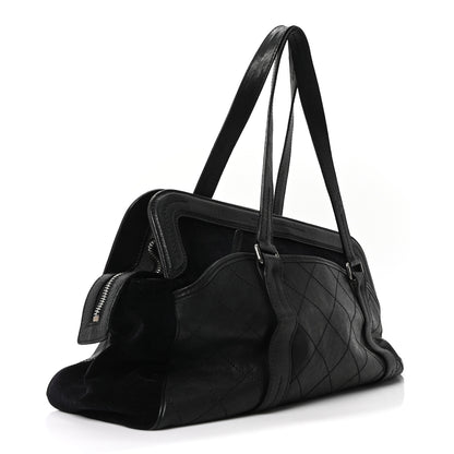 Chanel Calfskin Terrycloth Quilted Large Reissue Bowling Bag Tote Black 2 of 9
