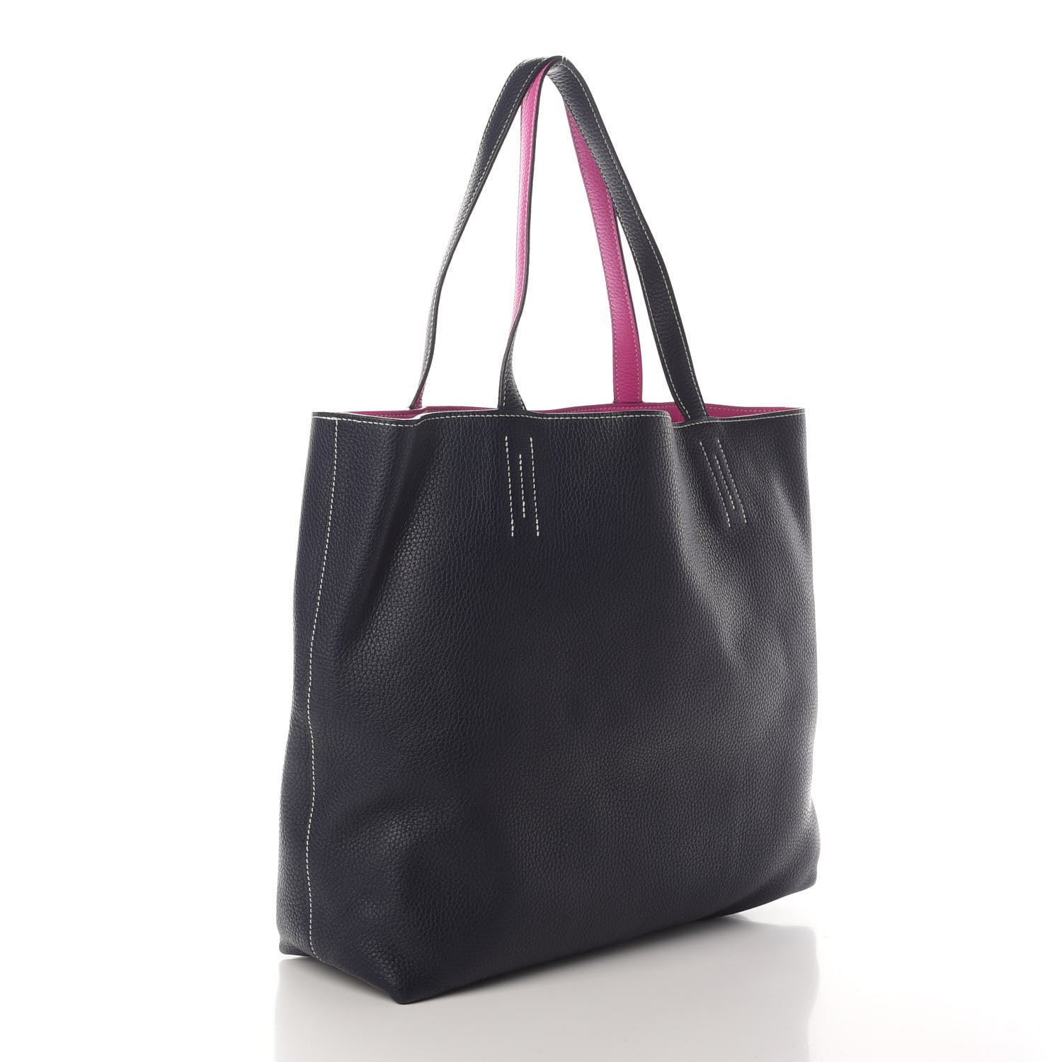 Hermes Taurillon Clemence Double Sens 36 Reversible Tote Bleu Nuit Magnolia 3 of 17