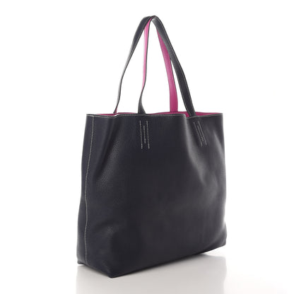 Hermes Taurillon Clemence Double Sens 36 Reversible Tote Bleu Nuit Magnolia 3 of 17
