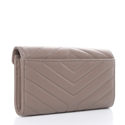 Saint Laurent Lambskin Y Quilt Monogram Large Loulou Flap Wallet Mink 4 of 7