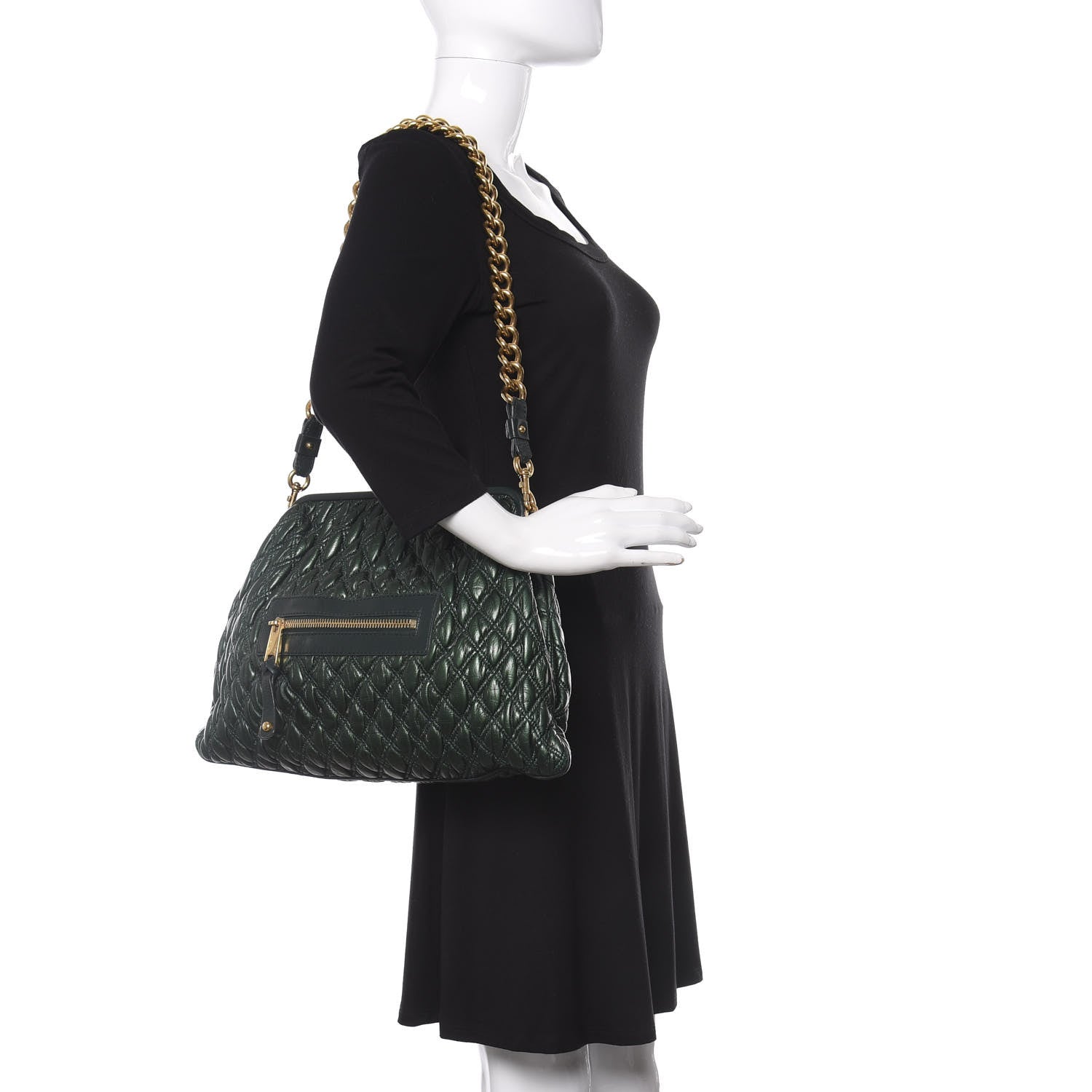 Marc Jacobs Calfskin Quilted Stam Emerald Green 2 of 10