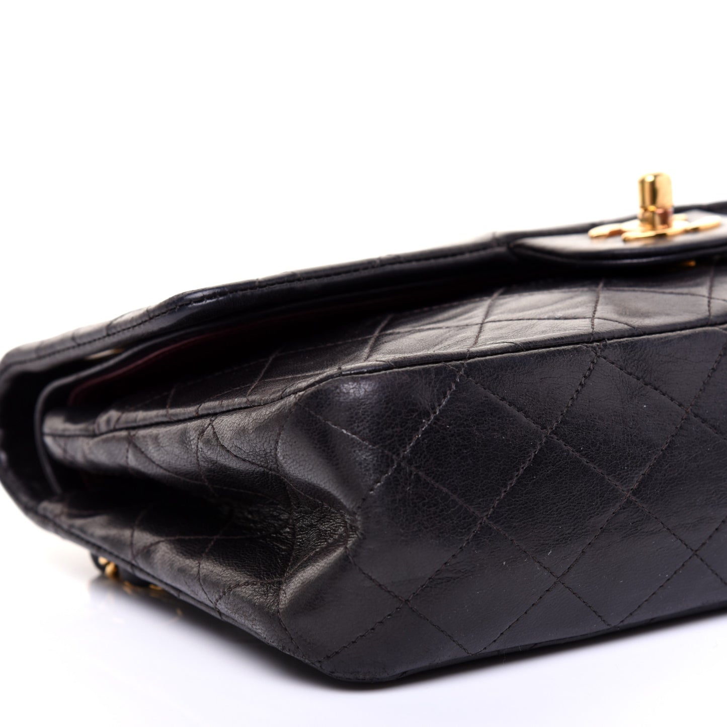 Lambskin Quilted Medium Double Flap Black